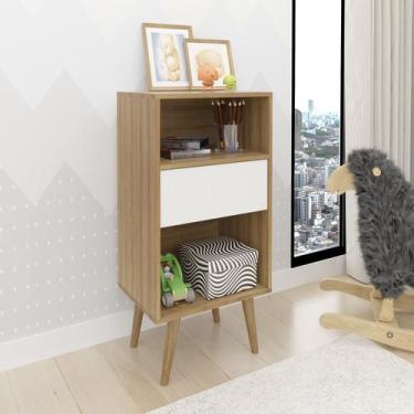 Imagem de Estante Decorativa para Quarto Infantil Nina Marrom/Amendoa/Off White 