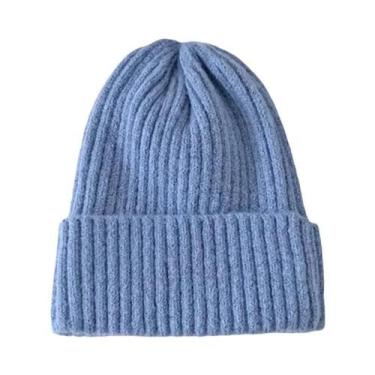 Imagem de Gorro Feminino De Inverno Em Tricô Quente E Macio Estilo Kpop Moderno 