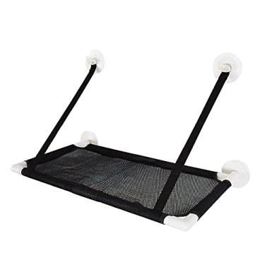 Imagem de Zwbfu Rede de Poleiro de Janela de Gato, Janela Do Gato Perch Hammock Cama de Resfriamento Respirável Deck Janela Ventosas Assento Gato Prateleiras Sunbath Hammock Cama Preto