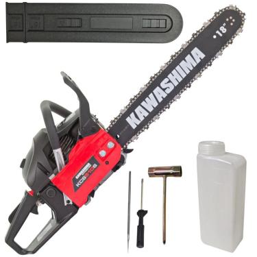 Imagem de Motosserra À Gasolina Kawashima KCS 610-S 61,5cc 2 Tempos Com Corrente 64 Elos, Sabre 18 Polegadas e Sistema Antivibratório Para Cortes Precisos