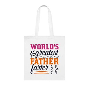 Imagem de Sacola engraçada do mundo Greatest Father Farter, para pais, bolsa de ombro para pais, bolsas reutilizáveis para pais, presente para pais da filha favorita, filho e filhos, Branco