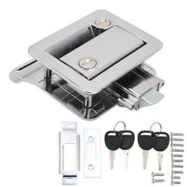 Imagem de Acouto Fechadura de porta de entrada RV Fechadura embutida Fechadura de liga de alumínio para campista Trailer de viagem Motorhome Truck RV (Cromo)