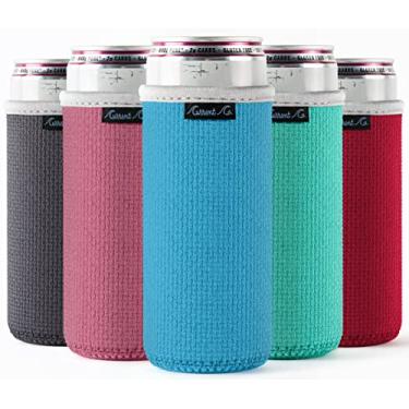 Imagem de Mangas esfriantes finas (pacote com 5) para mangas brancas de garra para latas skinny de 340 ml – Mangas finas com isolamento macio para latas – Manga de cerveja para latas como as latas Michelob suportes ultra para latas altas e skinny