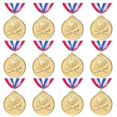 Imagem de Abaokai 12 medalhas de ouro para jogos de beisebol esportivos infantis, lembrancinhas de festa, 5 cm