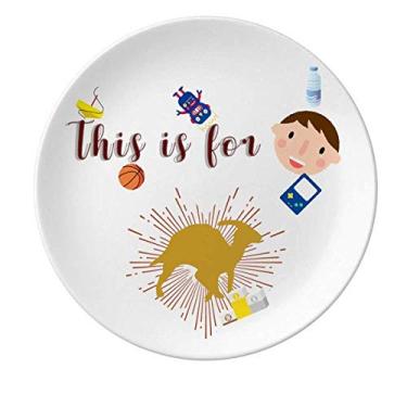 Imagem de Prato de porcelana em formato de corpo solidaridade canto prato redondo menino homem