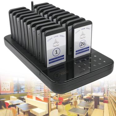 Imagem de Sistema de chamada campainha de fila restaurante sem fio sistema de paginação de restaurante pager espera de hóspedes com 20 pcs receptores,para restaurante hospital cafeteria etc