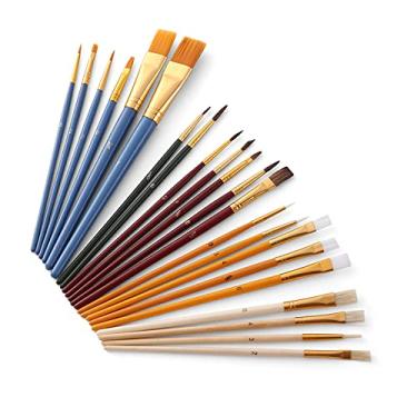 Imagem de LUGU 25 Pcs Conjunto de Pincéis de Pintu PaintBrushes Starter Kit Inclui Taklon/Ce as/Escovas de elo e Escovas de Esponja pa Ó de Acrílico Aquarela Guache Pintu A sta Suprimentos