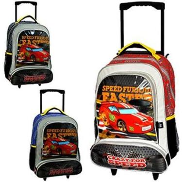 Mochila Escolar Rodinha Força 4 Race Infantil Carros Corrida