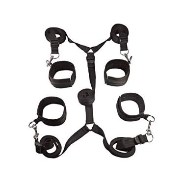 Imagem de Sportsheets Kit Dominação Para Cama Com Algemas E Alças Ajustáveis Manbound Preto