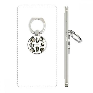 Imagem de Marine Life — Suporte de anel de telefone com ilustração de vieira preta