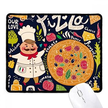 Imagem de Cook Pizza Italy Tomate Foods Antiderrapante Mousepad Jogo Escritório Preto Bordas Costuradas Presente