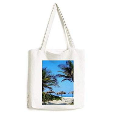 Imagem de Bolsa de lona com imagem de céu azul Ocean Tree Bolsa de compras casual