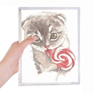Imagem de Caderno Little Cat Lollipop em aquarela com folhas soltas e diário recarregável