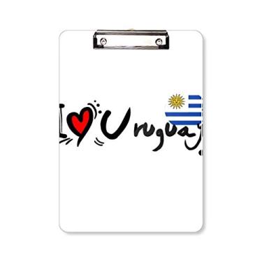 Imagem de I Love Uruguai Bandeira da Palavra Amor Ilustração Coração Prancheta Pasta Bloco de Escrita Placa de Apoio A4