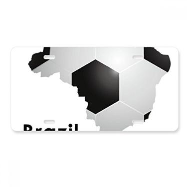 Imagem de DIYthinker Placa de licença com slogan do Brasil em forma de mapa do futebol brasileiro, decoração de aço inoxidável