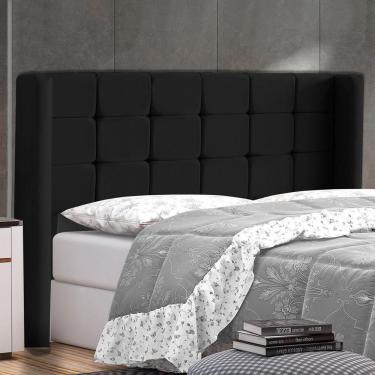 Imagem de Cabeceira Cama Box Casal Queen Size Gioconda 160cm Com Frame Veludo Preto - Abmaza