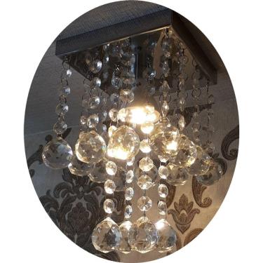 Imagem de Lustre De Cristal Com Base De Inox 14x14cm Para Escritório
