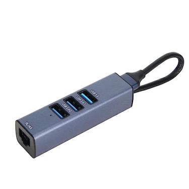 Imagem de Adaptador USB Para Ethernet, 4 Portas 1000Mbps/100Mbps 5Gbps Gigabit USB Lan Adaptador De Rede Liga De Alumínio Hub USB 3.0 Para Laptop Desktop Tablet