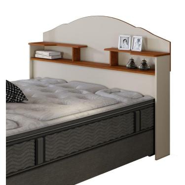 Imagem de Cabeceira Box Casal OffWhite/Canela com Nichos Porta Objetos