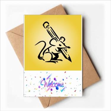 Imagem de Mouse Escrita Inteligente Escrita Requintado Cartões de Boas-Vindas Envelopes em Branco