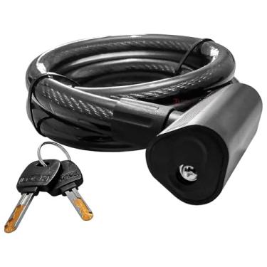 Imagem de Tranca Portão Grade Porta c/ 2 Chaves Corrente Aço Cadeado Anti Furto Bicicleta Moto Bike Estepe Trava 20mm x 1,2m