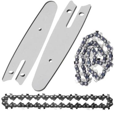 Imagem de Sabre Com Corrente 14 Dentes Kit 2 Uni Mini Motosserra Reposiçao 4 Polegadas Resistente Portatil