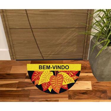 Imagem de Capacho Personalizado Bem Vindo Com Flore e Plantas