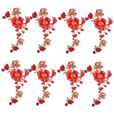 Imagem de Tofficu 8 Peças Remendo de pano bordado manicreft patchwork guarnição do laço decoração patches de retângulo de flores remendos de reparo fragmento Bandeira itens de vestuário roupas