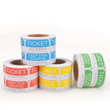 Imagem de Raffle Tickets (4 rolos de 2000 bilhetes duplos) 8,000 total 50/50 (azul, verde, vermelho, amarelo), 1000 Assorted