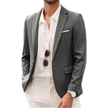 Imagem de COOFANDY Blazer masculino casual esportivo jaqueta slim fit um botão leve, Cinza, Medium