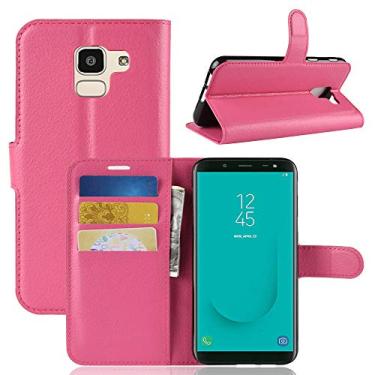 Imagem de Capa para Samsung Galaxy J6 2018 (Europa) Capa carteira flip de couro para Samsung Galaxy J6 2018 (Europa) Capa de proteção de telefone A capa com design de compartimento para cartão
