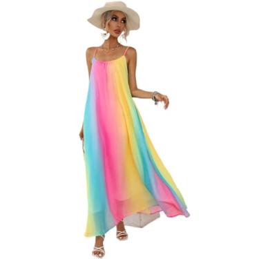 Imagem de Camisa Feminina Ombre Print Cami Dress (Color : Multicolor, Size : CH)