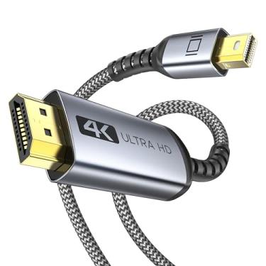Imagem de Warrky Cabo 4K Mini DisplayPort para HDMI, [invólucro de alumínio, nylon trançado] UHD Thunderbolt para cabo HDMI de 2 m, compatível com MacBook Air/Pro, Surface Pro/Dock, monitor/TV/projetor mais- cinza