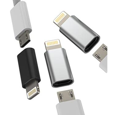 Imagem de Adaptador de carregamento micro USB fêmea para Lightning macho (pacote com 3) porta de carregamento Android, conversor de dados, sincronização de dados, compatível com Apple iPhone 11 13 12 Pro Max 7