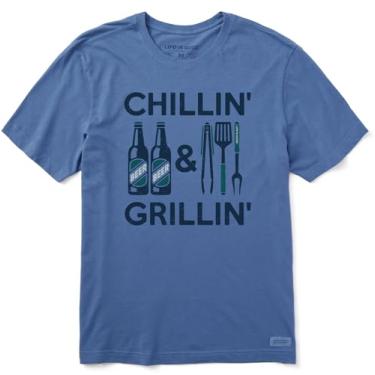 Imagem de Life is Good - Camiseta masculina Chillin' & Grillin' Beer & BBQ, Azul vintage, P