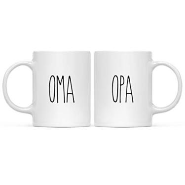 Imagem de Andaz Press Decoração de cozinha rústica simples casa de fazenda 325 ml Caneca de café de cerâmica presente, Oma, Opa, pacote com 2, aniversário de Natal e aniversário