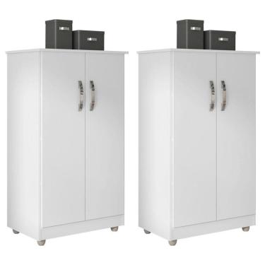 Imagem de Kit 2 Armários Organizador Multiuso Rosana 2 Portas Branco