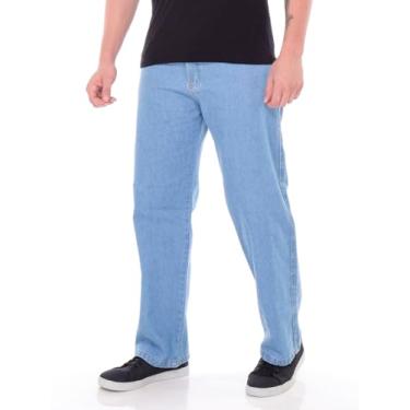 Imagem de Calça balão masculina jeans Lavagem Médio perna Reta Baggy Boca Larga Oversized Skate (R-0061, BR, Cintura, 42, Slim, Regular)