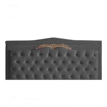 Imagem de Cabeceira De Cama Box Painel Helena Casal 140 Cm Retro Capitonê Botão Encapados Suede Grafite Eli Móveis