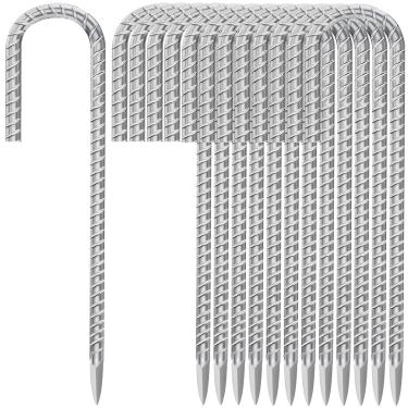 Imagem de Besitu Estacas de solo de 30 cm para serviço pesado J Hook pacote com 30 pontas de metal ganchos galvanizados âncoras de vergalhão estacas de chão para barraca de cerca Gazbo Bounce House e decorações