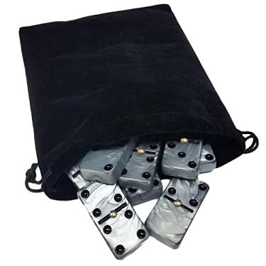 Imagem de Marion & Co. Domino Double Six 6 Silver with Spinners Jumbo Tournament Professional Size in Black Elegant Velvet Bag