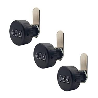 Imagem de 3 pacotes Puyueo cadeado de came combinado para gaveta de armário com senha para fechadura de came código de caixa de correio (2,5 cm, preto)
