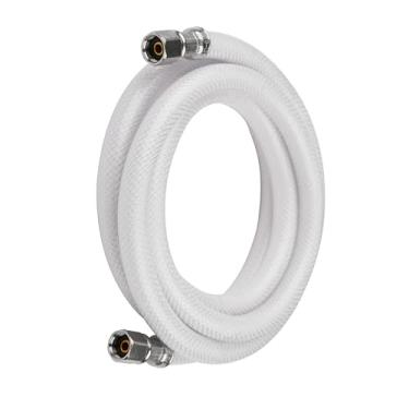 Imagem de EFIELD Linha de conector de água para máquina de gelo de geladeira, 3 m de comprimento, PVC reforçado com poliéster, 1/10.2 cm Comp por 1/10.2 cm Comp Connection, branco