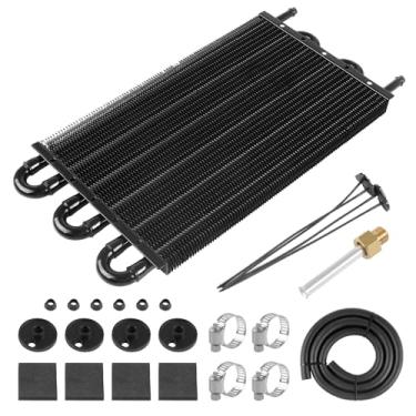 Imagem de Resfriador de óleo de transmissão de 5/40.6 cm, tubo de 6 passagens e kit de refrigerador de aleta universal alumínio preto