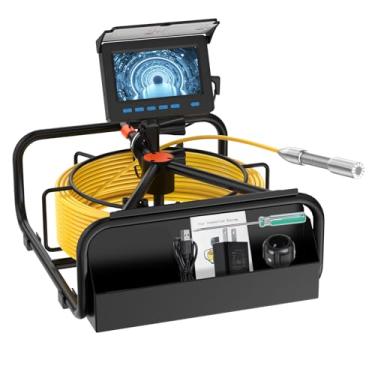 Imagem de Câmera de tubo à prova d'água Borescope, JQKJCAM 17mm, câmera rígida para esgoto de 100FT para inspeção de drenos, paredes e dutos, câmera de encanamento DVR de 16GB com contador de metros (30M).