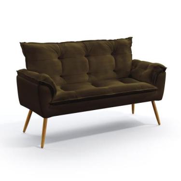 Imagem de Poltrona Namoradeira Estofada Opala N-027 Veludo Marrom Chocolate Arad
