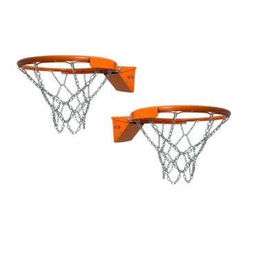 Imagem de Par Aro Basquete Oficial Retrátil Molas E Rede Corrente Aço - Grecco S