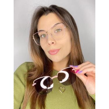 Imagem de Armação Óculos Clipon Grau Feminino Gatinho Gabily 2 em 1 - Palas Eyew