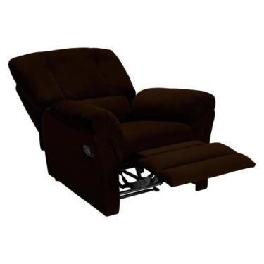 Imagem de Poltrona Reclinável p/ Sala Da Vinci Malbec Giro e Balanço Suede Marro