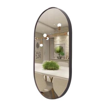 Imagem de Espelho Decorativo Redondo Oval Moderno Lavabo Banheiro - VSA, CAFÉ